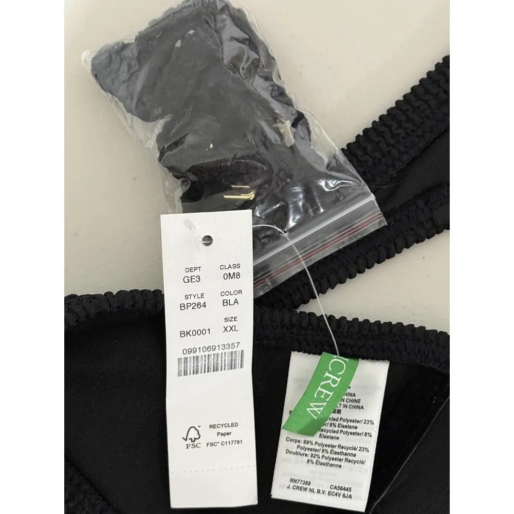 NWT J. Crew Heritage Textured O-Ring Bandeau Bikini Top BP264 Black Size XXL 2XL - Image 12
