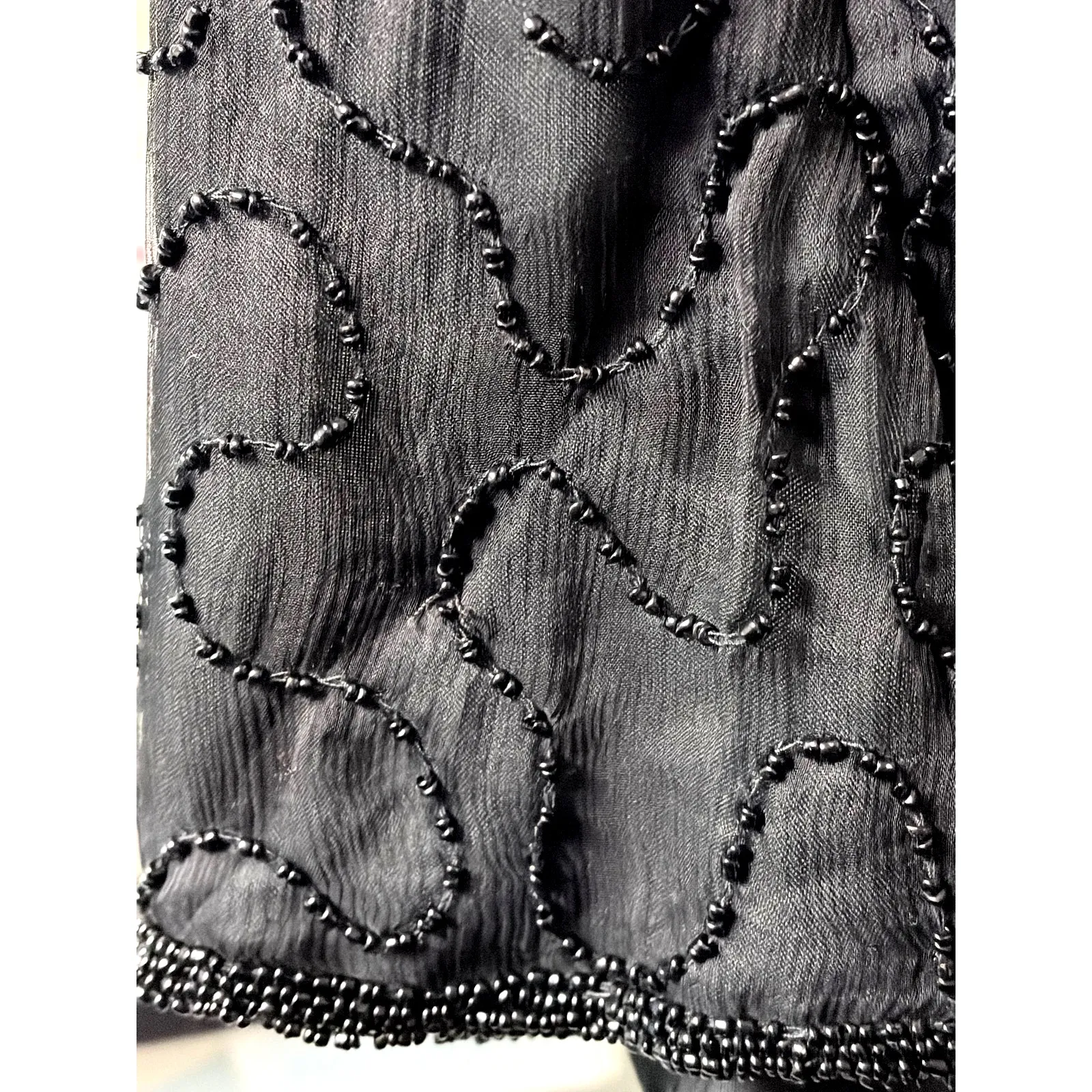 JMD Black Beaded Slik Cocktail Party Dress size XL - Image 9