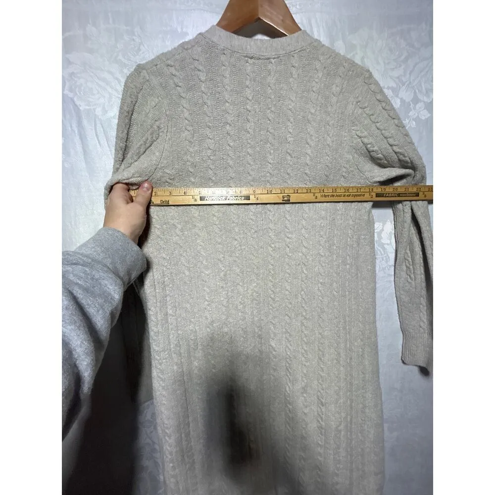 J Jill Cardigan Sweater Small Long Open Cable Knit Beige Oatmeal Duster - Image 11