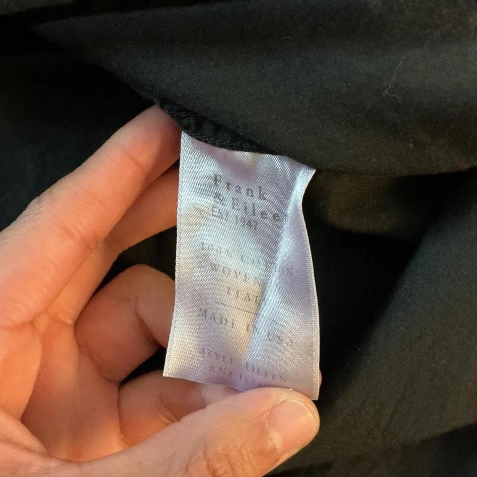 Frank & Eileen Black Cotton Button Up Shirt Women Size S Long Sleeve Preppy - Image 4