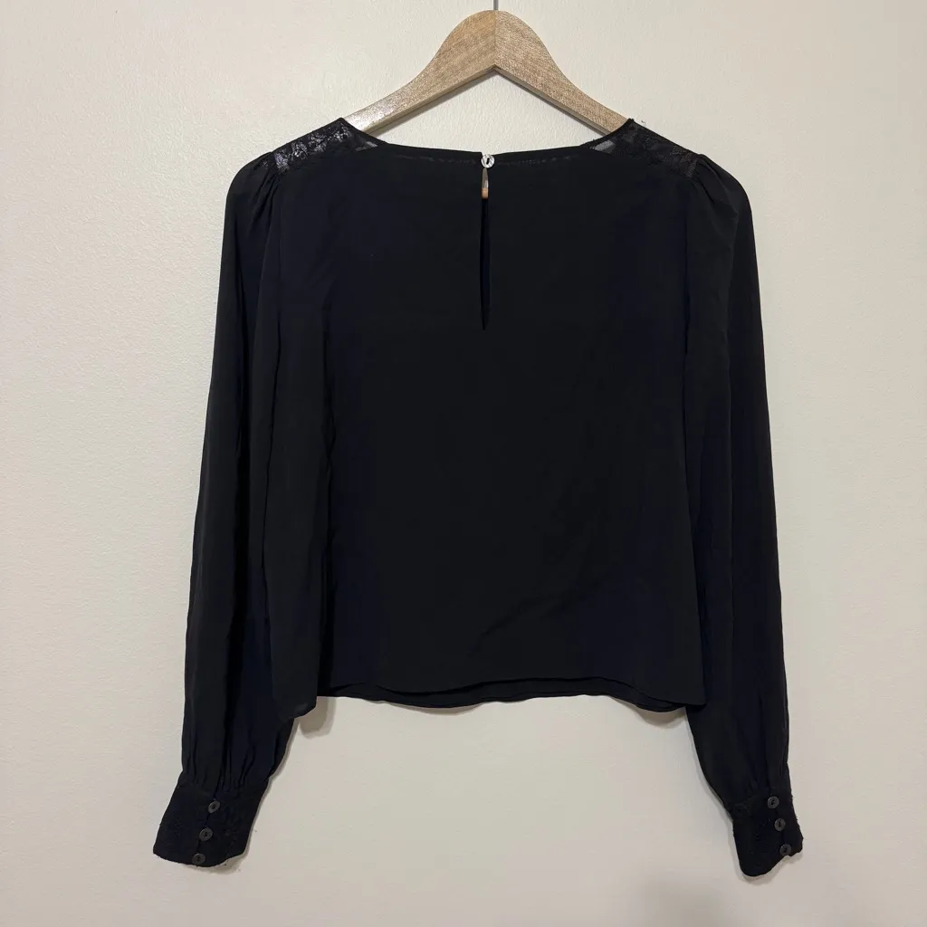 Alice + Olivia Silk Lace Blouse Size Small Black Floral Lace Top Luxury Minimal - Image 8