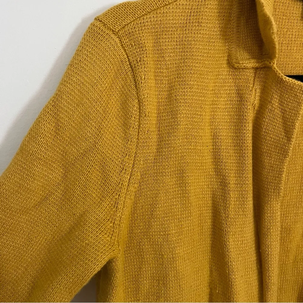 Talbots Wool Blend Open Front Mustard Pocketed Knit Coatigan - Image 6