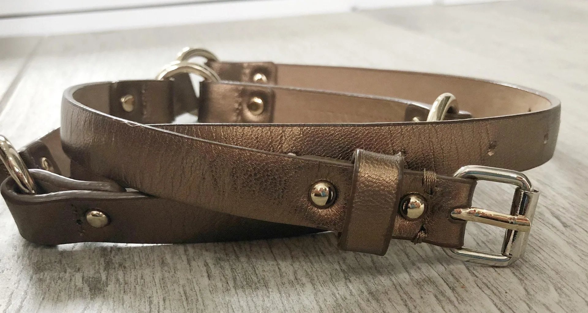 Bronzed Gold Skinny Belt - Image 2