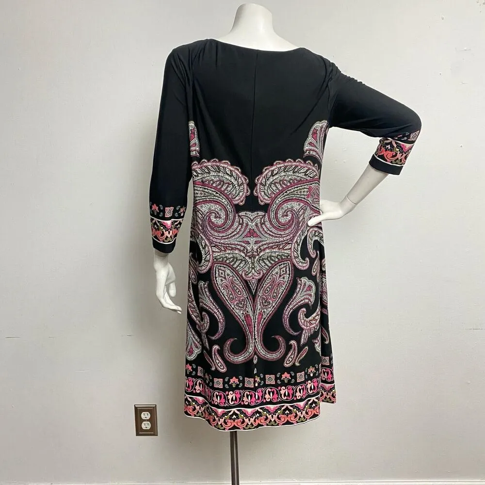 INC International Concepts Dress Women's Black Pink Paisley Shift Size 10 - Image 5