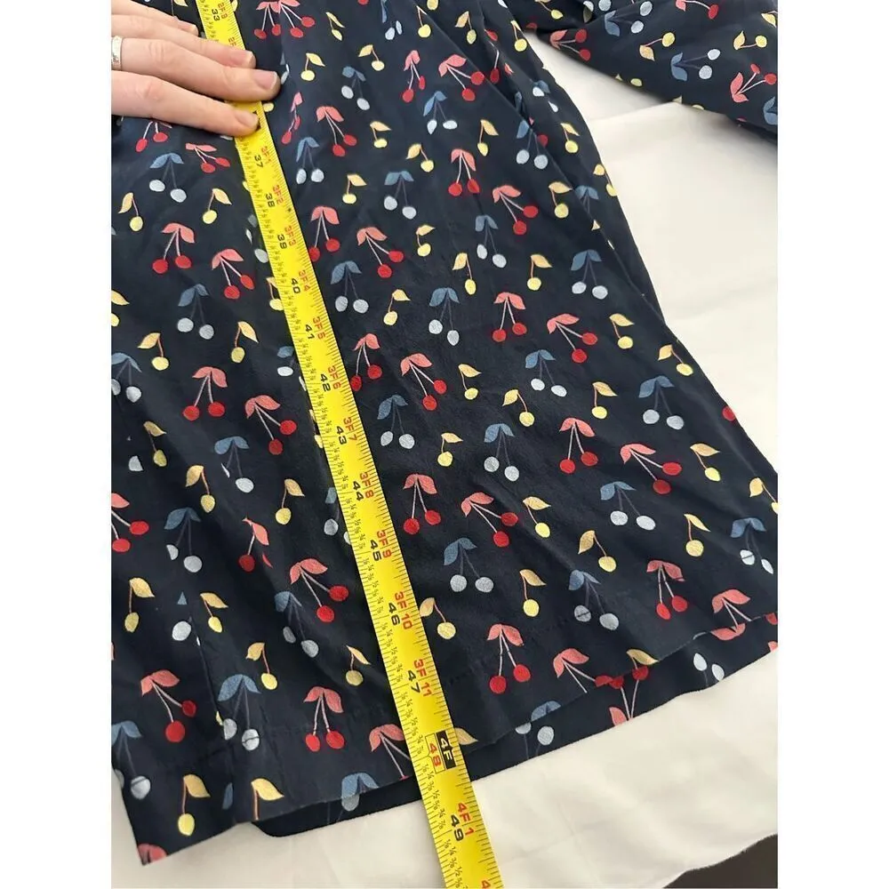 NWT Marine Layer Holli Sleeveless Jumpsuit Blue Cherry Print Pockets Tie Belt XS - Image 9