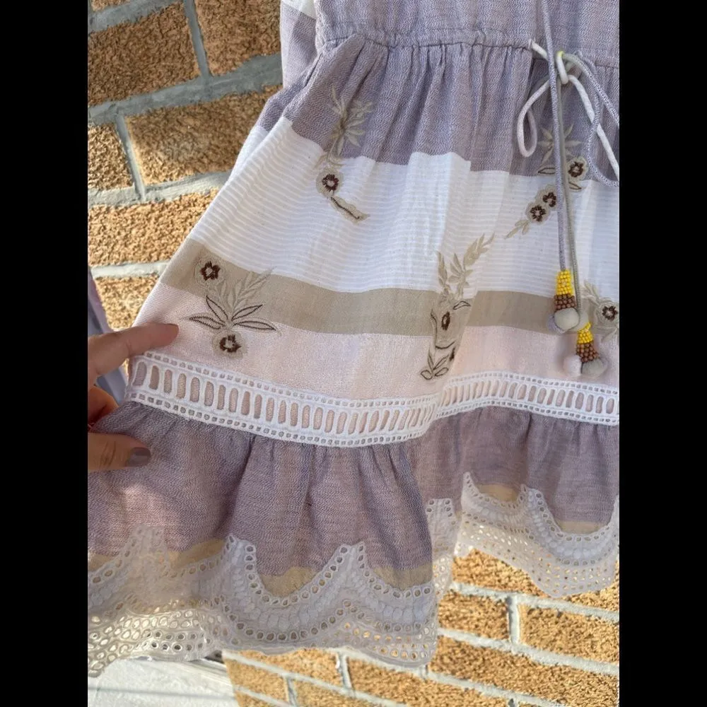 Hemant & Nandita Mana Embroidered Dress Sz small Tan - Image 8