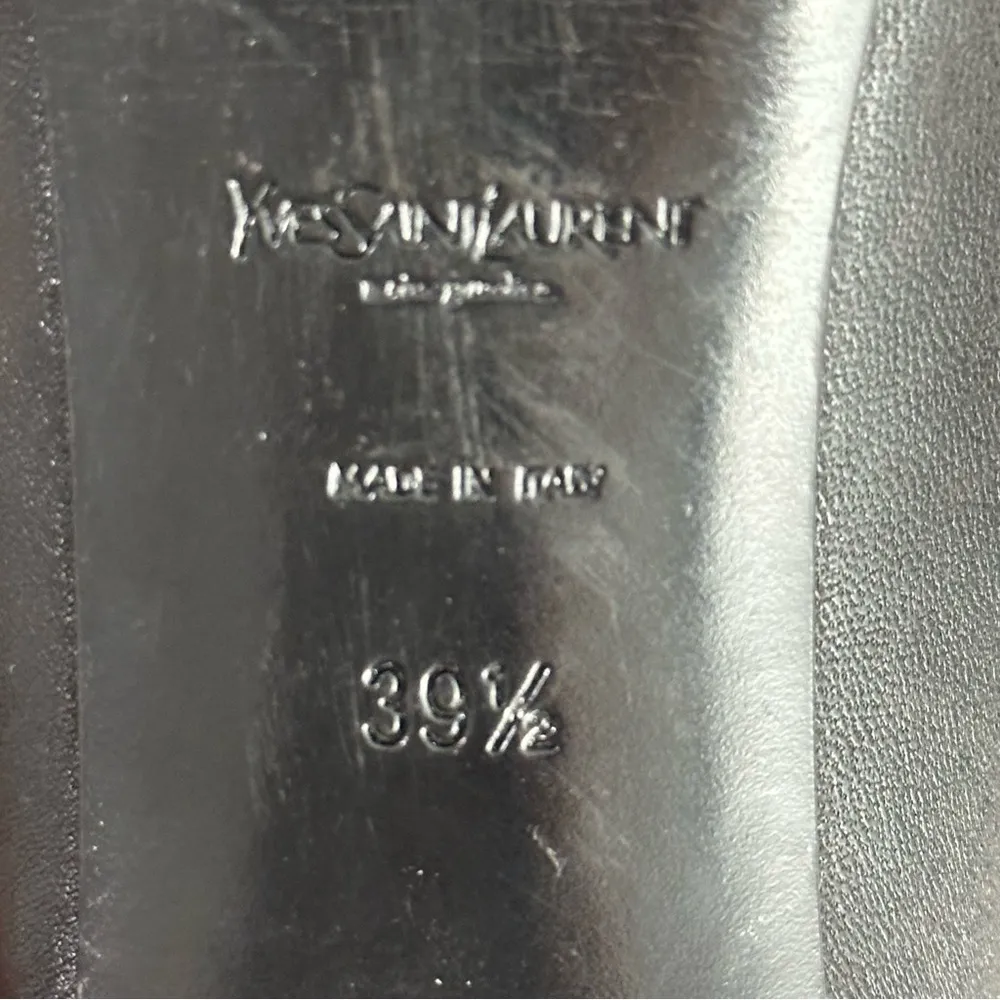 Yves Saint Laurent YSL Size 39.5 8.5 Black Leather Tribtoo Platform Pumps Heels - Image 10