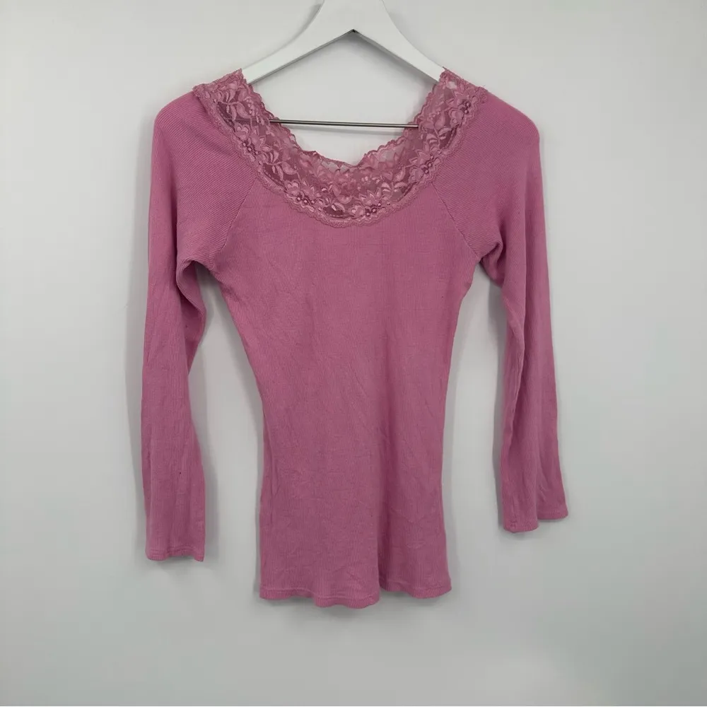 Vintage Y2K Pink Lace Top Size Large Girly Early 2000s - Image 3