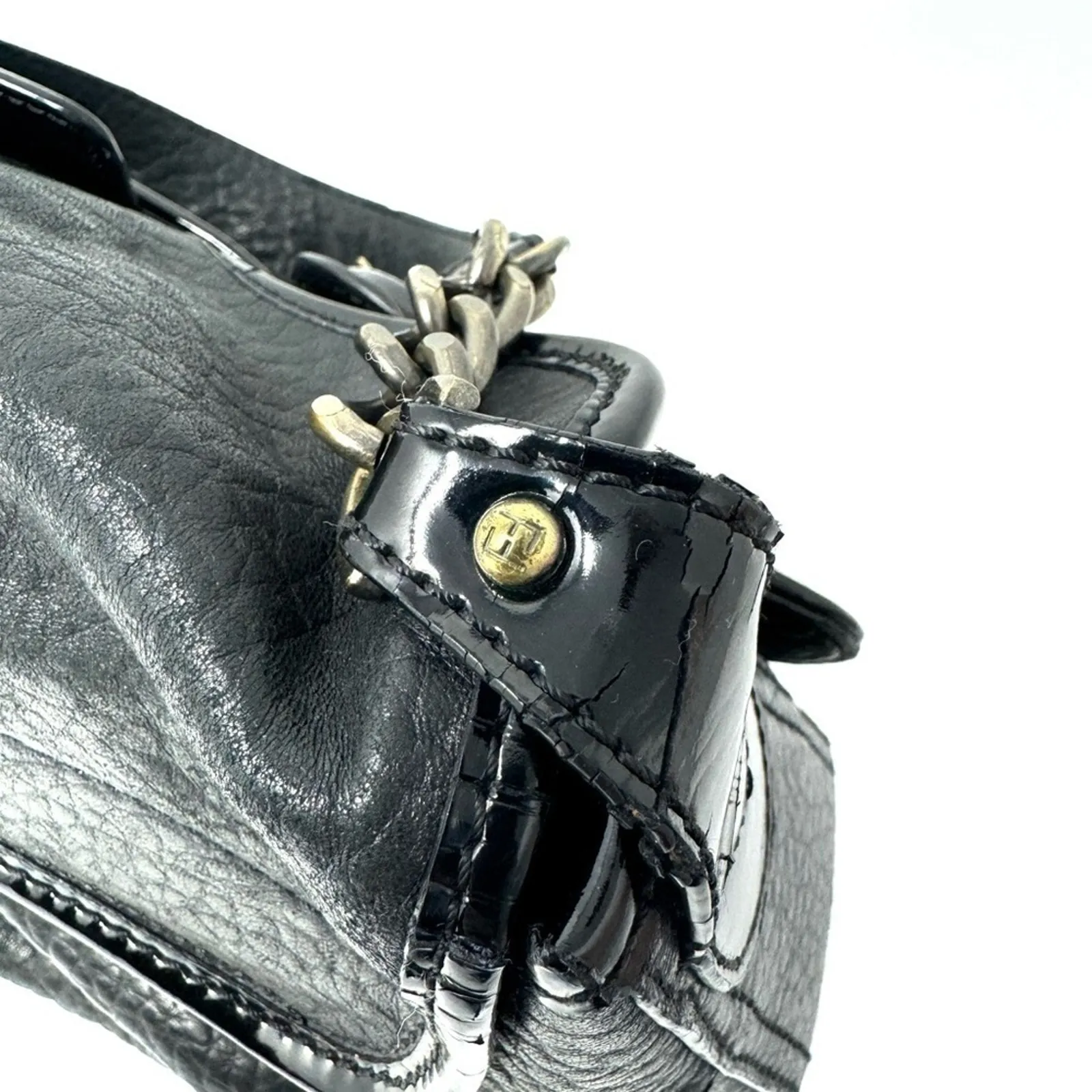 Fendi B. Bis Vintage Black Leather Flap Shoulder Bag - Image 5