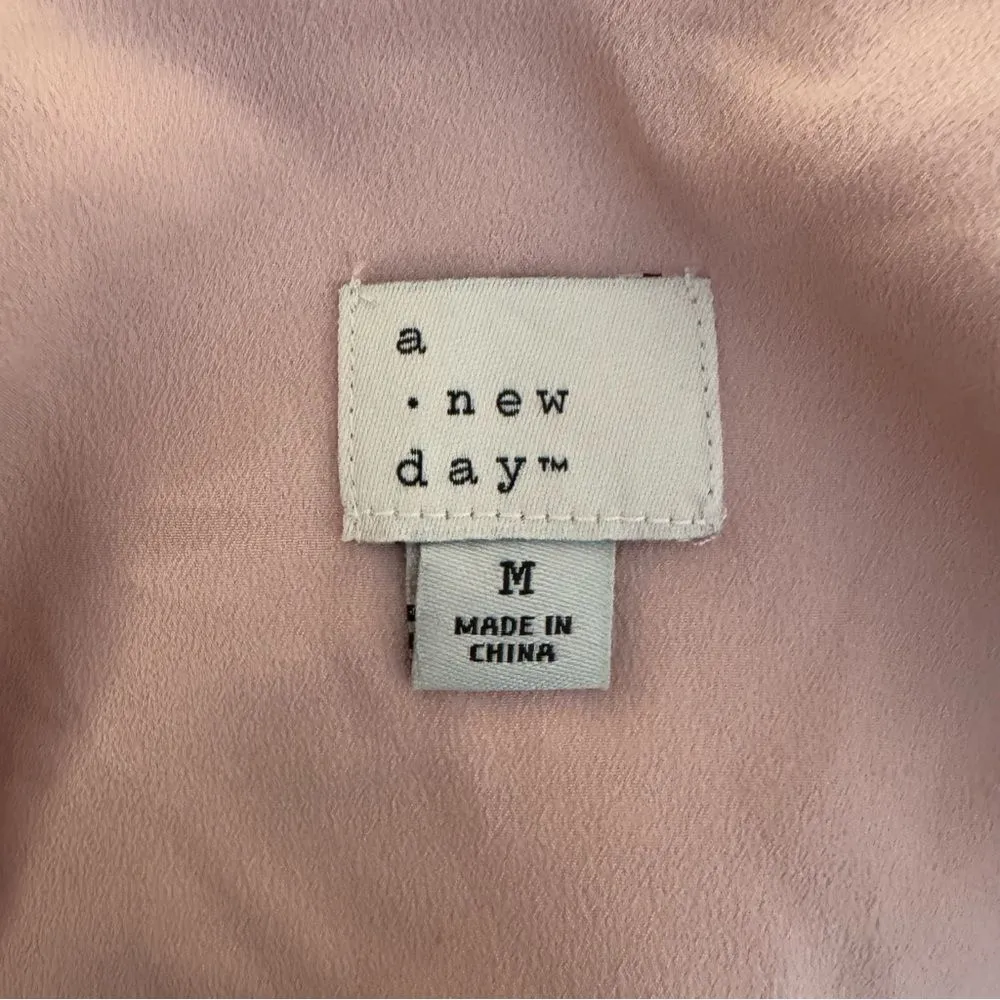 A New Day Pink Spaghetti Strap Pink Blouse M Medium - Image 5