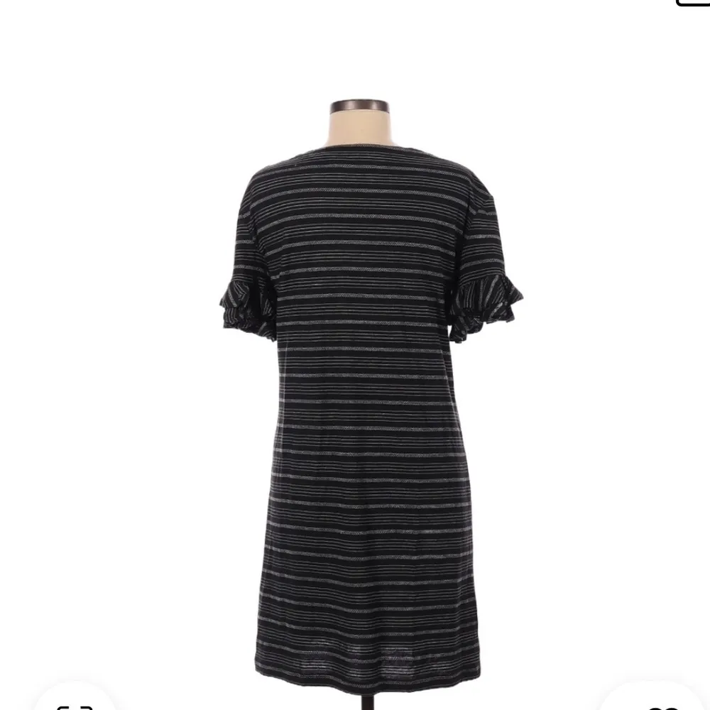 Tabitha Webb Black White Ruffle Short Sleeve Striped Mini Cotton Dress Medium - Image 6