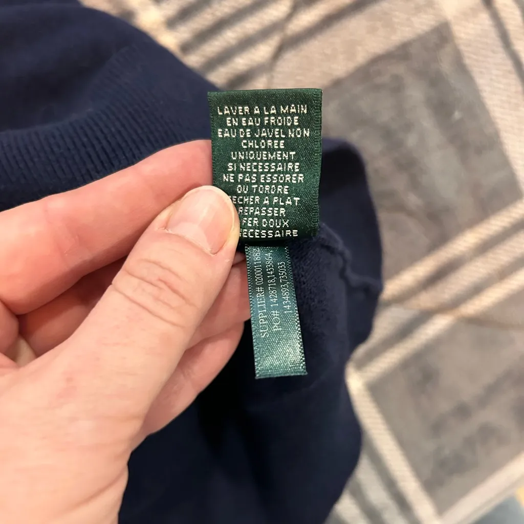 Lauren Ralph Lauren Womens XL Blue Knit Stretch Sweater Rope Horse 3/4 Sleeve - Image 9