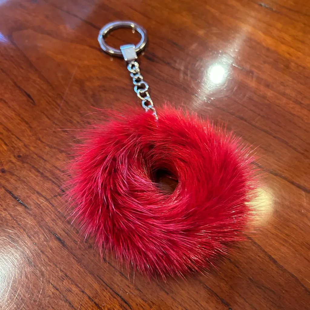 Red Faux Fur Keyring Keychain - Image 7