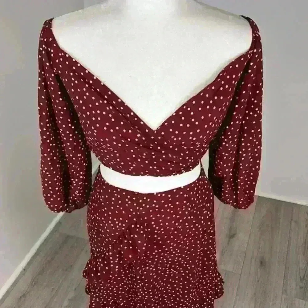 SHEIN Maroon Polka Dot Set Size M - Image 2
