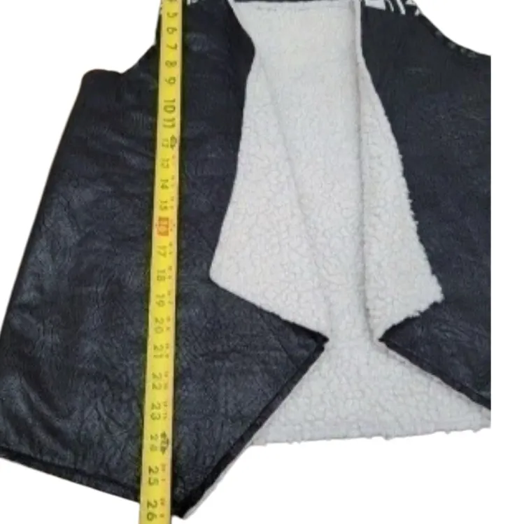 Flying Tomato Black and White Faux Leather Vest with Sherpa Lining - Image 10