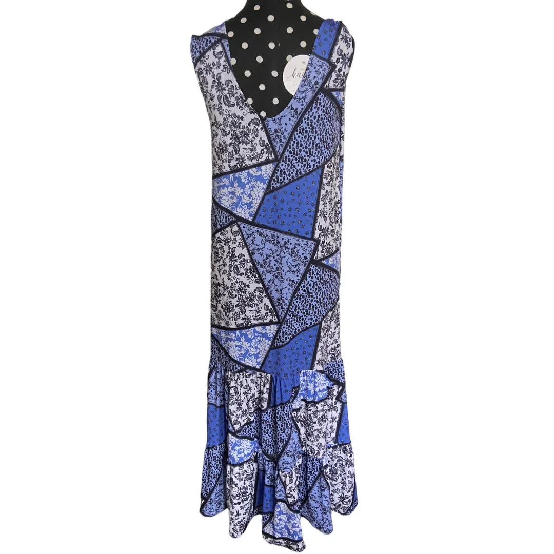 Kaiya‎ Designs Womens Dress Size XXS Serene Manning Blue Patchwork Sundress NEW - Image 3