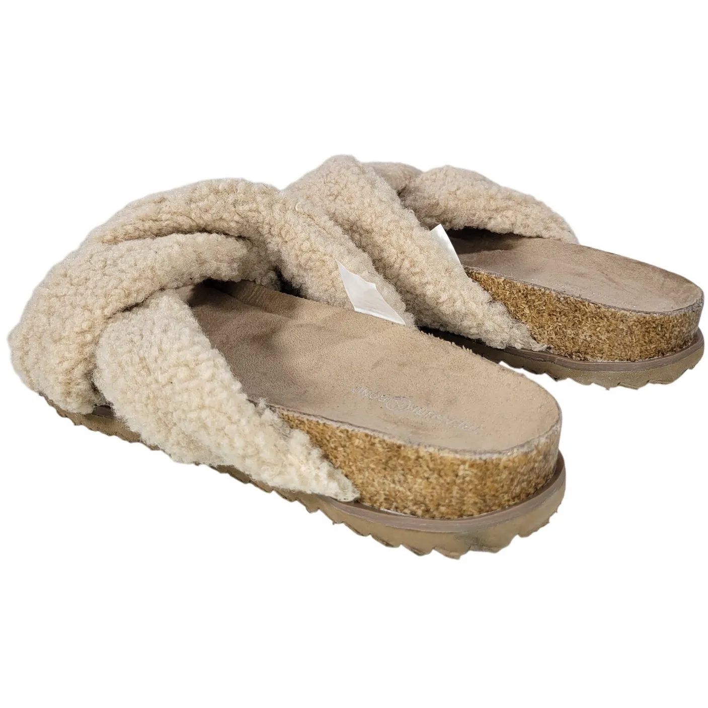 Treasure and Bond Sherpa Slide Sandals Cream Women‎ Size 6 Comfort Cozy Warm - Image 5
