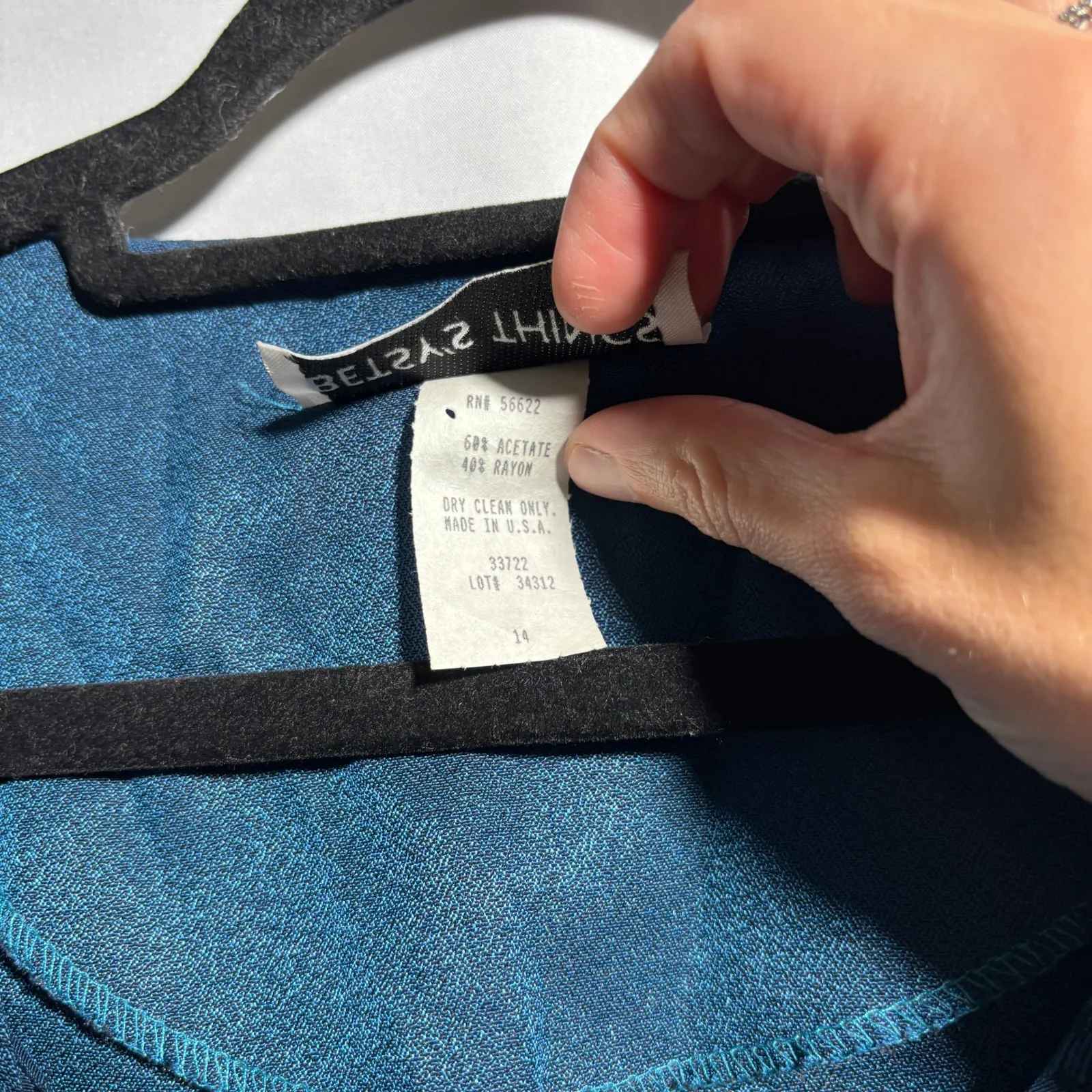 VTG 80s 90s Teal Blue Maxi Dress Medieval Castle Core‎ Buttons Flutter Sleeve 14 - Image 4