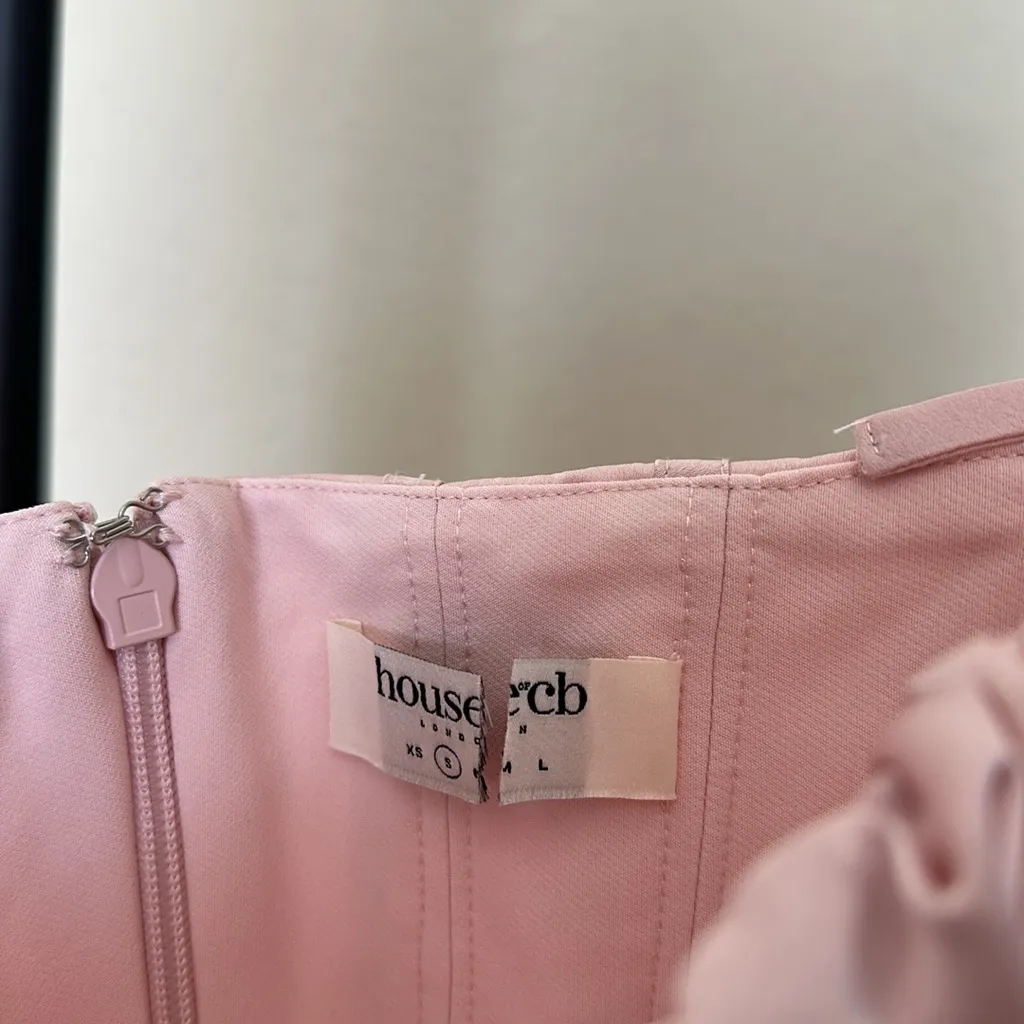 HOUSE OF CB 'Alma' Blush Pink‎ Satin Corset Midi Dress NWOT size S - Image 5