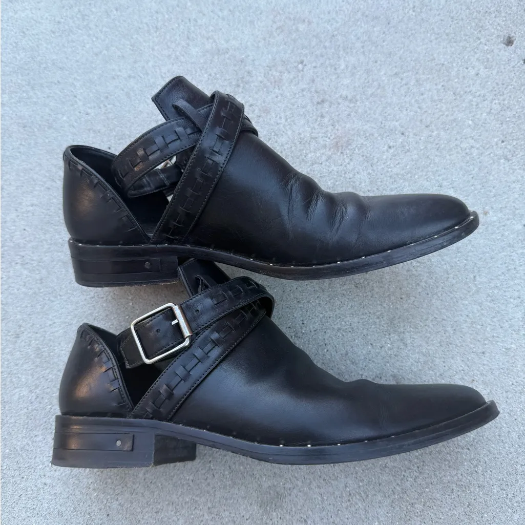 Freda Salvador Designer Black Leather Studded Moto Ankle Boots Women’s Size 5 - Image 5