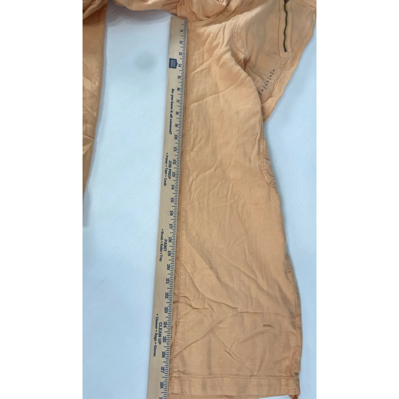 American Eagle Linen Blend Peach Orange Light Weight Cargo Baggy Wide-Leg Pant 6 - Image 10