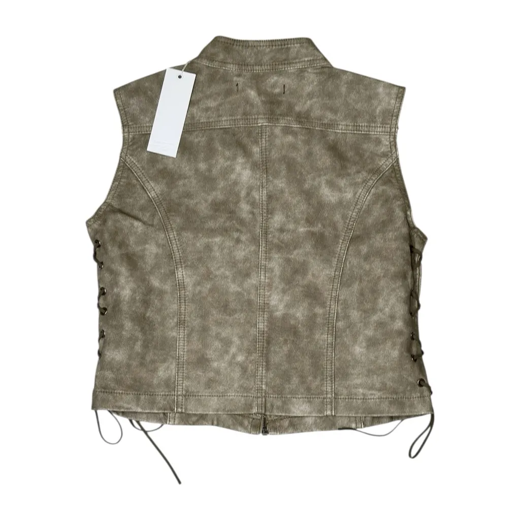 JADED LONDON Faux Leather Sleeveless Jacket W/ Lace Sides, Steel, Medium - Image 10