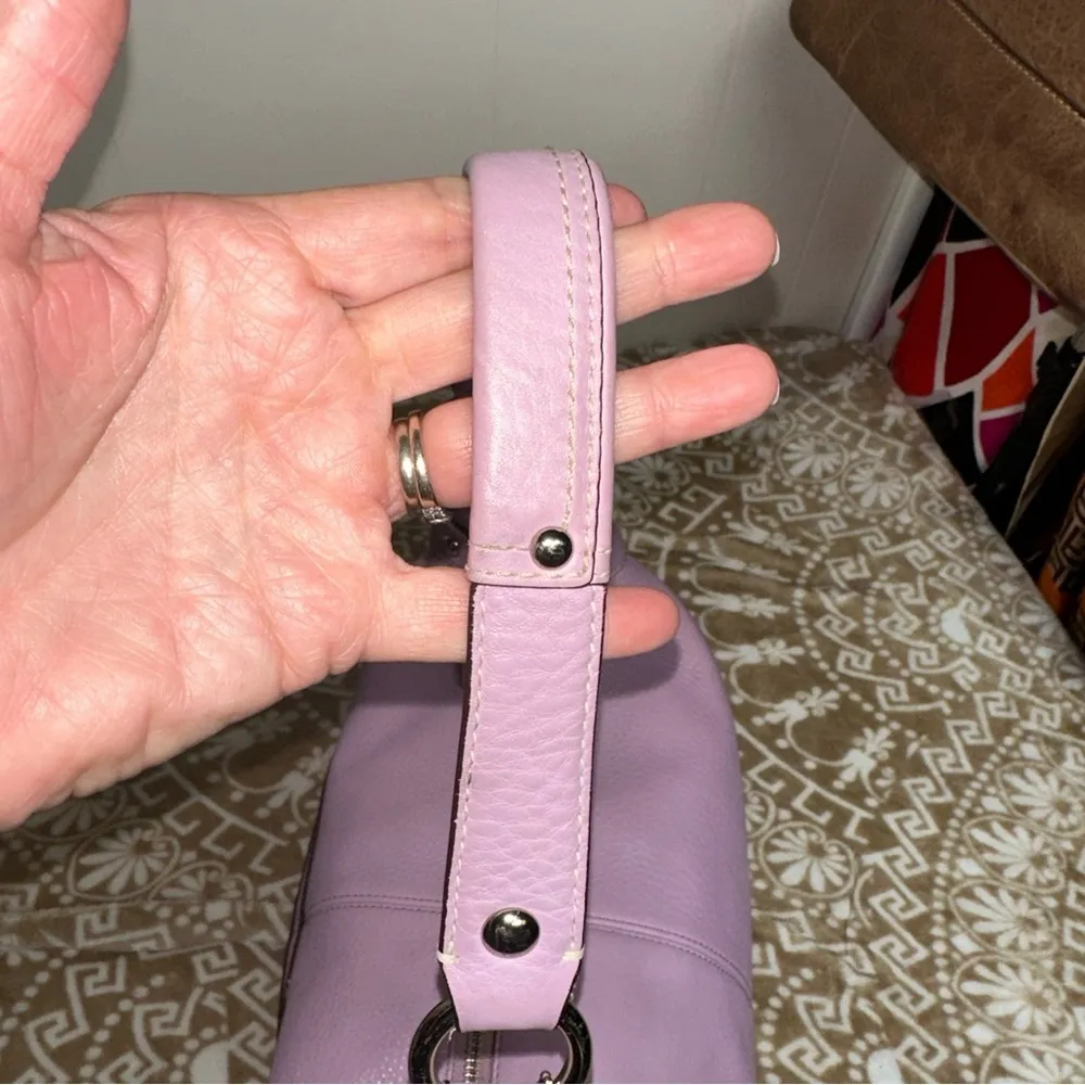 Penelope Purple Pebbled Leather Medium Hobo  Handbag F14680 - Image 10