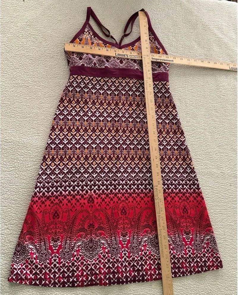 A-Line Dress Empire Purple Geometric Halter Neck Size XS Knee Length GG - Image 6