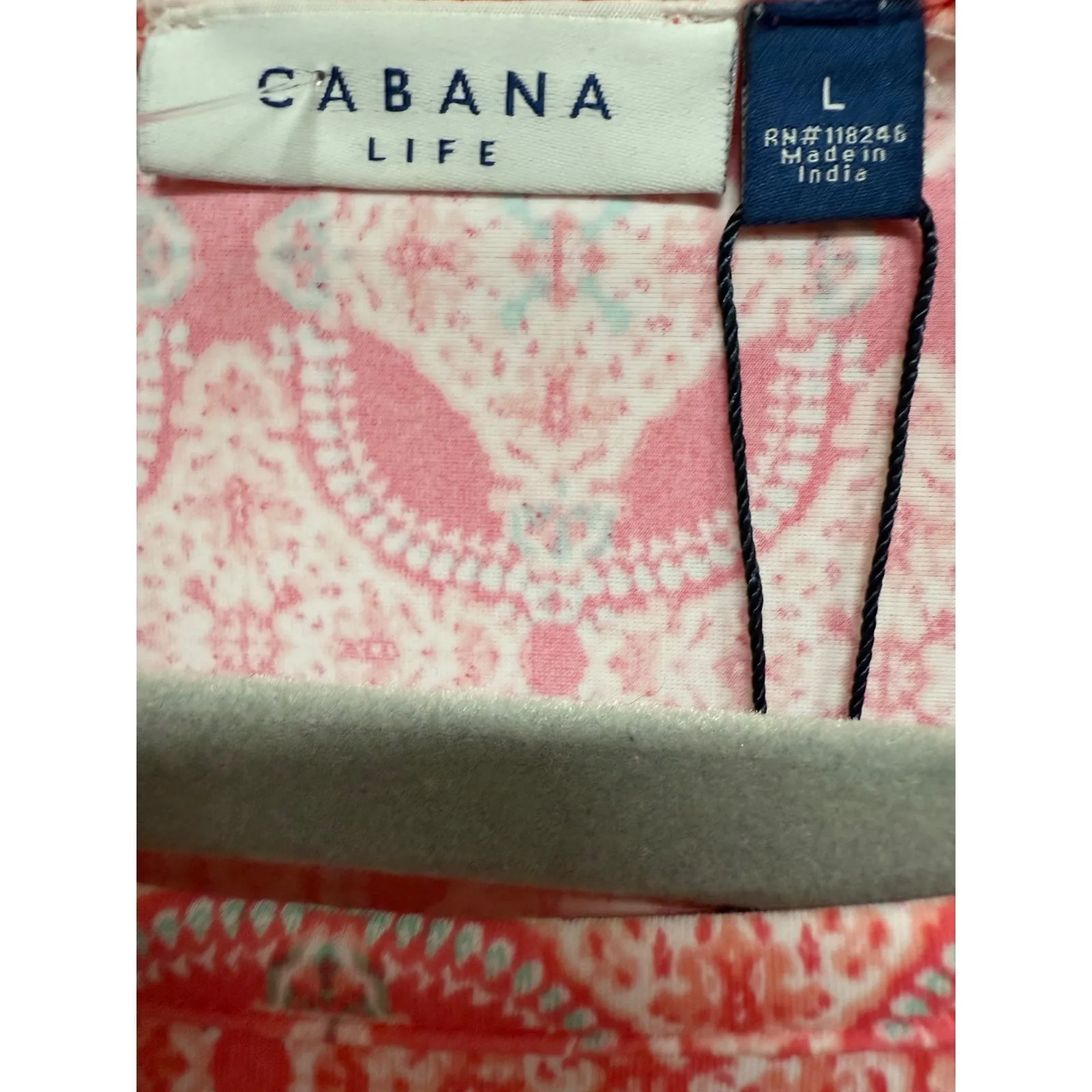 Cabana Life Coral Tides Shift Dress Women's Large Pink Mint Green NWT Coastal - Image 6