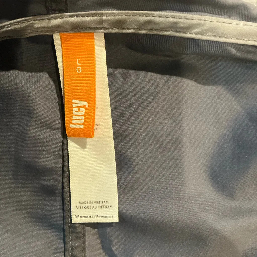 NWOT Lucy Women's Hooded Silver Wind Breaker Jacket Size Large Gray - Image 10