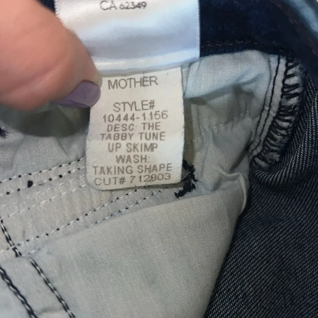 MOTHER The Tabby Tune Up Skimp Jeans Taking Shape Wash Size 27 NWT Blue - Image 13