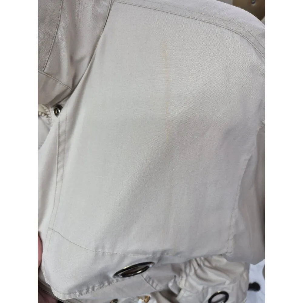 Towne London Fog Fully Lined Khaki Trench Coat Women Sz M Unique Metal Trim - Image 7