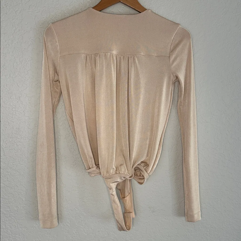 Free People Revolve Turnt Bodysuit Shimmer Sexy Date Going Out Neutral Cream Tan - Image 8