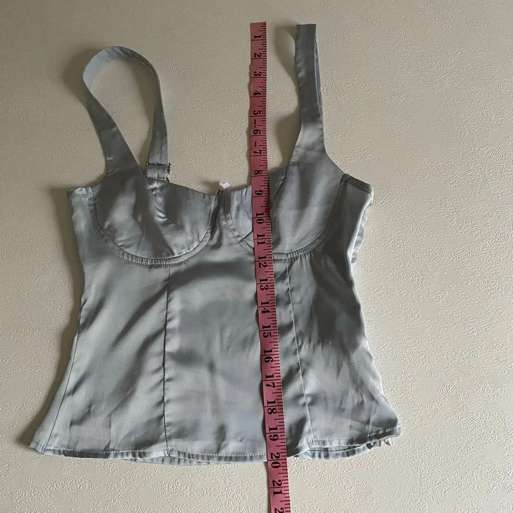 Peppermayo Women’s XS Silver Satin Corset Top Bustier Tank US 2 - Image 9