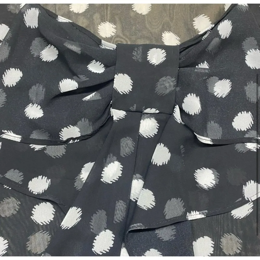 Active Ladies Polka Dot Sheer Flowy Casual Stylish Black White Blouse SZ Small - Image 4