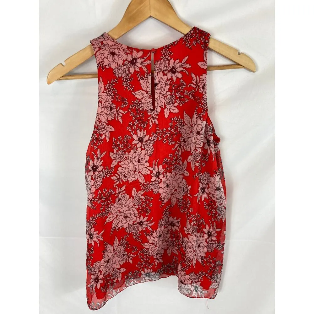 Vince Camuto Floral High Neck Sleeveless Blouse Red Size PS - Image 6
