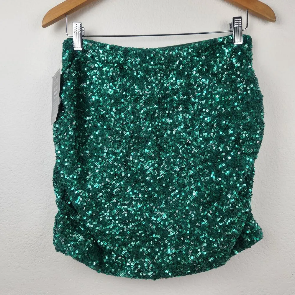 Retrofete Celestia Sequin Skirt in Emerald Green Size Medium NWT - Image 4
