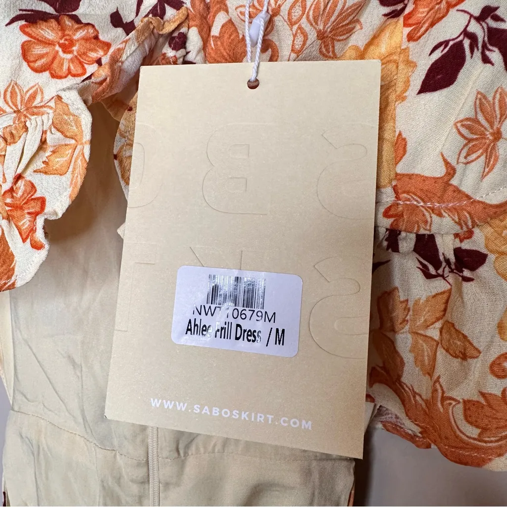 Sabo Skirt Australia Ahlee Fall Yellow Floral Frill Mini Dress Wrap Waist M NWT - Image 6