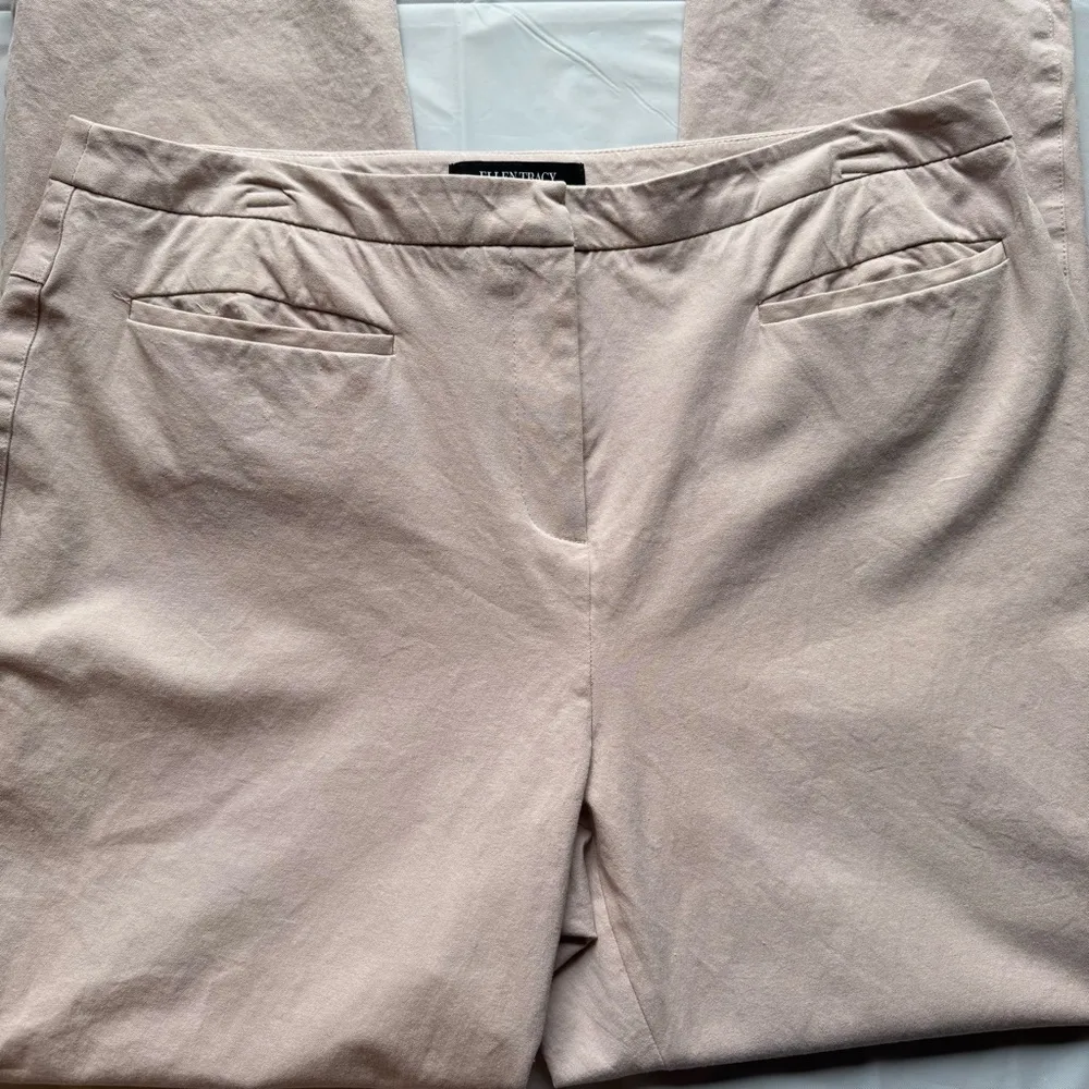 Light Mauve Beige Cotton Blend Flat Front Ankle Pants Size 12 - Image 5