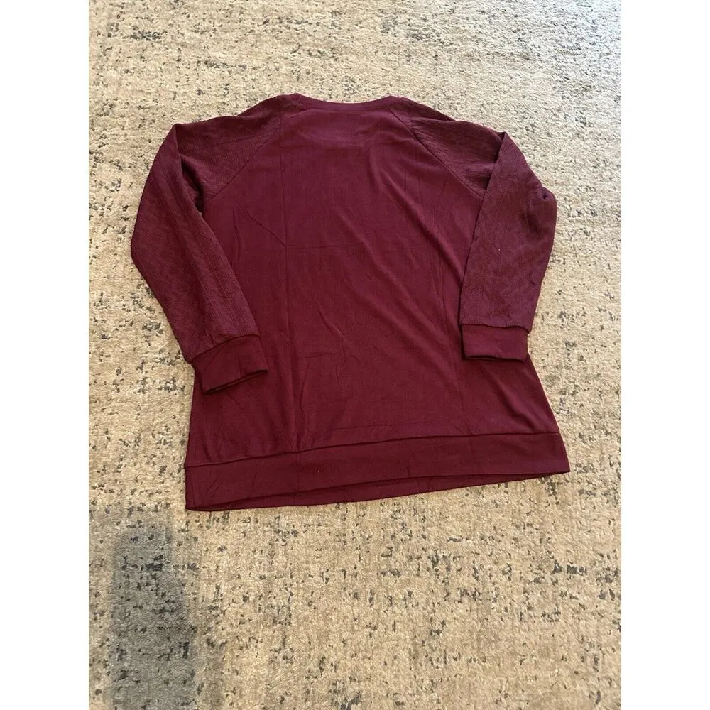 Womens Wine Burgundy Lace Accent Long Sleeve Shirt Size Large - Image 3