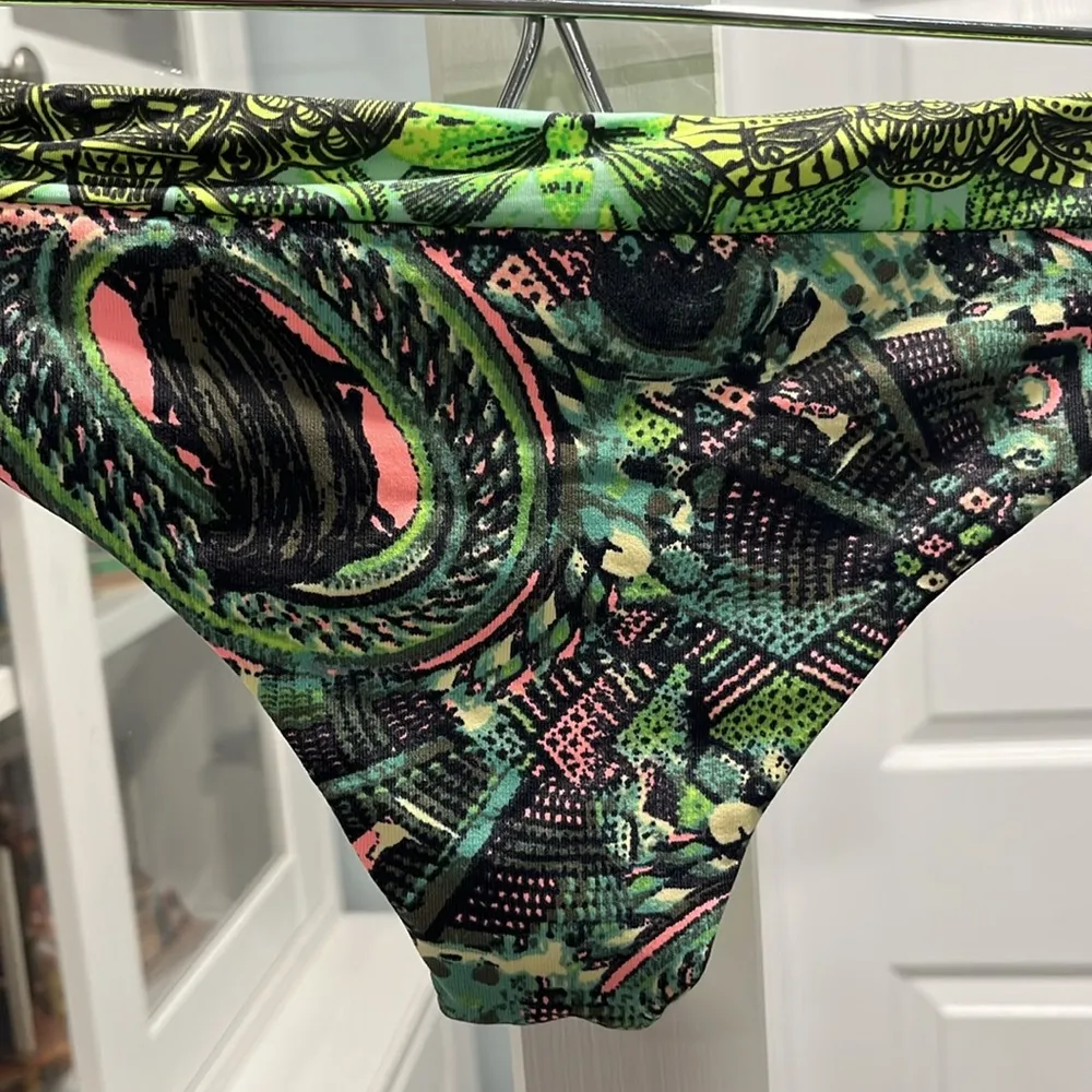MAAJI HipsterGreen and Pink Printed Bikini Bottom with Cutout Detailing, Size XS - Image 6