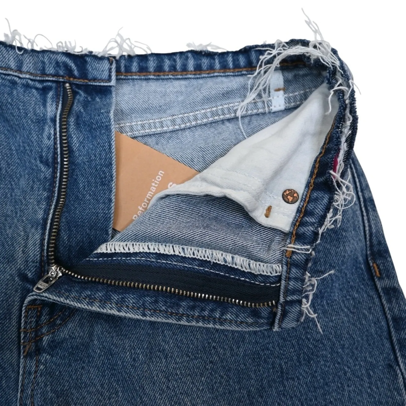 Reformation Womens 28 Mariah Cut Off Waistband Straight Jean NEW - Image 9