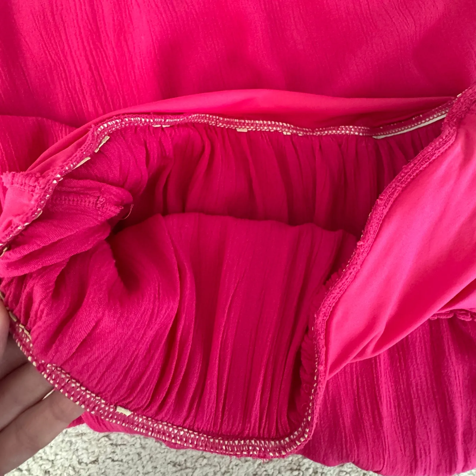 VTG Juicy Couture Beach Royalty Smocked Maxi Pink Small FLAWED ELASTIC N… - Image 10