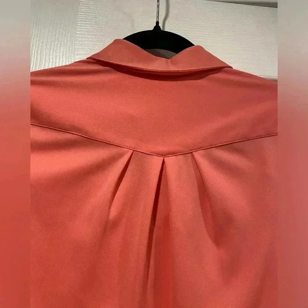 VTG Puccini Pintuck Pleated Salmon Pink Long Sleeve Collared Button Down Size 8 - Image 7