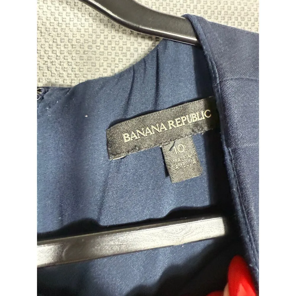 Banana Republic Navy Ruffle Hem Sheath Dress Size 10 - Image 5