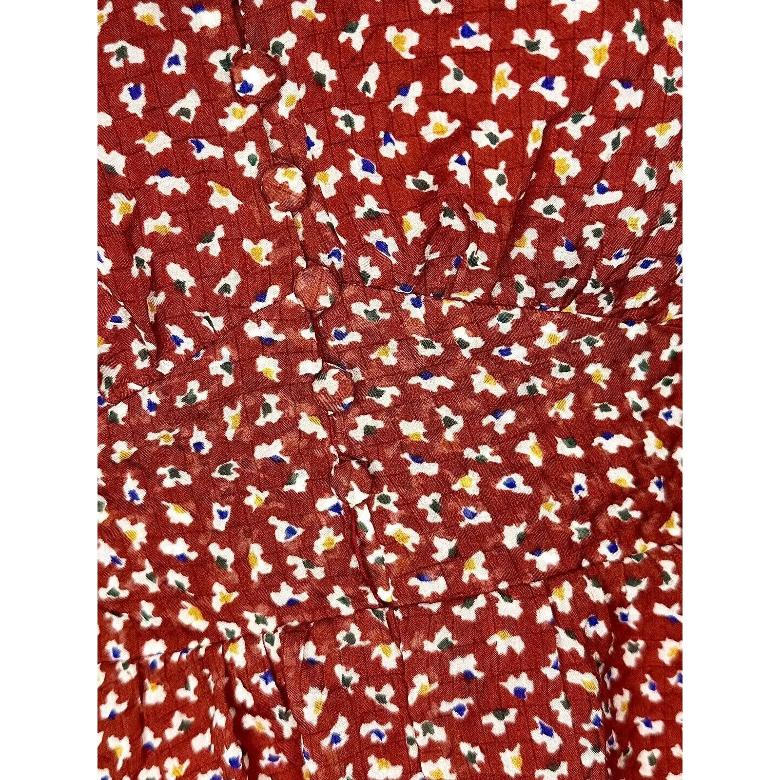 Madewell Starviolet Mini Dress in "Ditsy Flowers" Red Floral V-Neck Size 2 EUC!! - Image 4