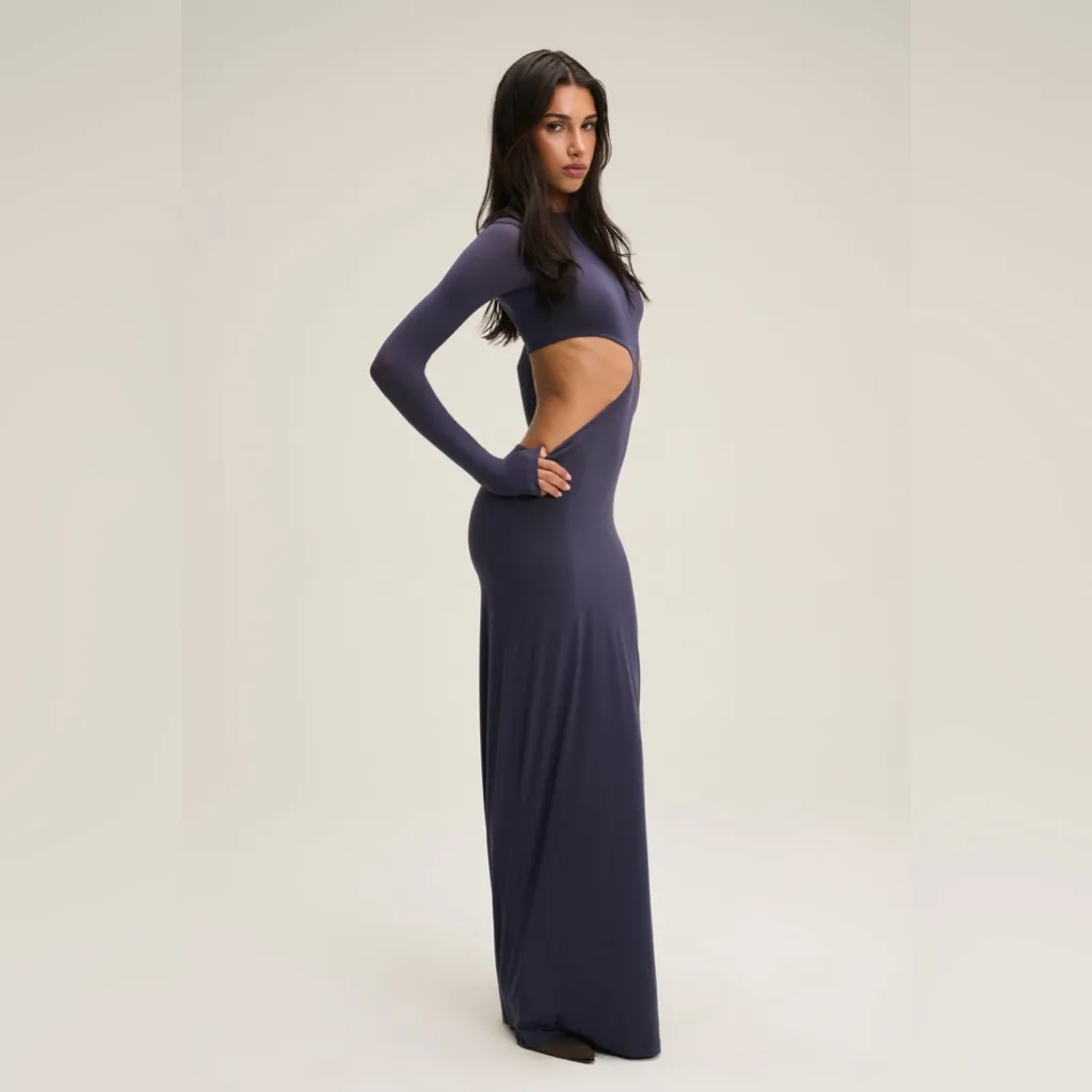 CHAM The Cher Long Sleeve Cut Out Dress Navy Womens Size XS / S Blue - Image 3