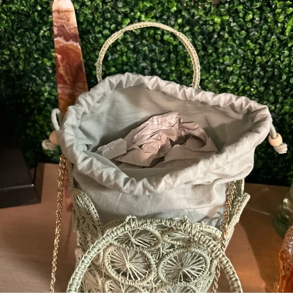 House of Harlow 1960 Raffia Hand Woven Bucket Bag NWT - Image 2