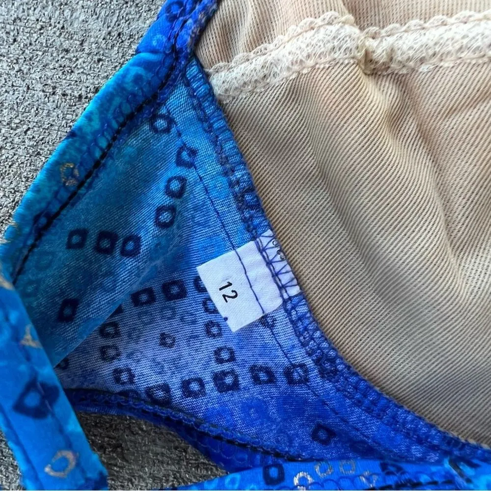 Vintage 90s Jantzen blue metallic diamond print high cut bikini swimsuit set - Image 6