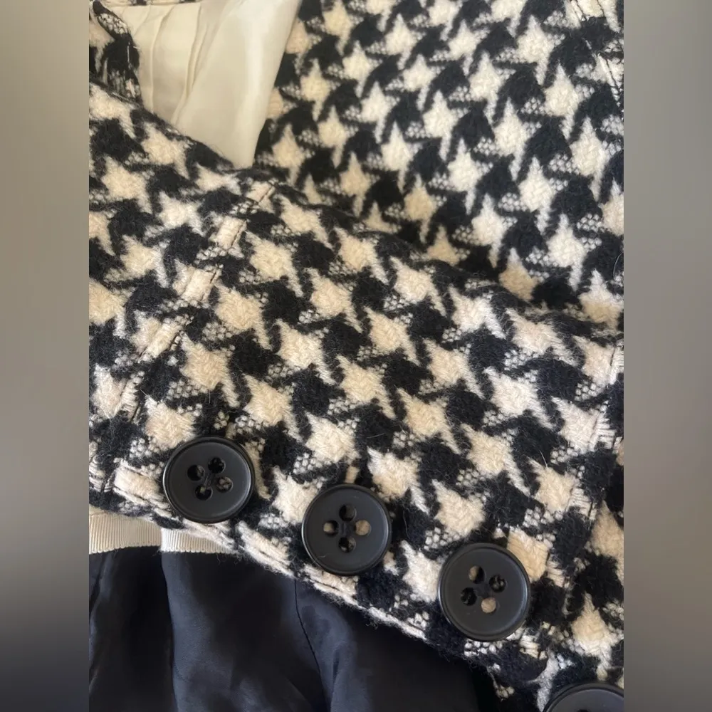 Magaschoni Wool Y2k Houndstooth Black & White Blazer Jacket Buttons Lined Small - Image 8